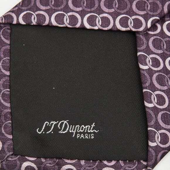 S.t. Dupont Purple Circle Pattern Silk Tie - Picture 3 of 4